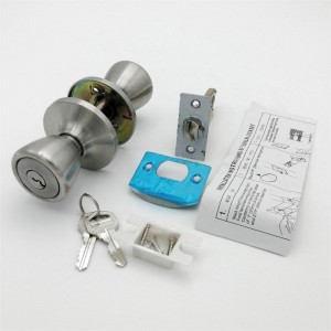 2506 Sisustusovennuppi satiinikromin ovennuppissa lukkolla ja avaimennäppäimellä sisäänkäynnin ovennuppi 1 pakkaus