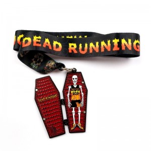 Metal Die Casting 7/8-tuumainen matta black metal -mitali Halloween-simpukkaurheilumitalit