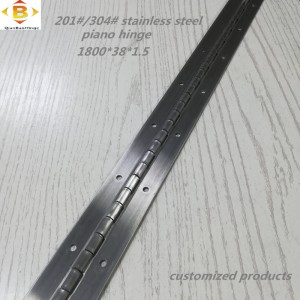 Räätälöity pitkä sarana 201#304#paksuus1,5 mm ruostumattomasta teräksestä valmistettu piano -saranan jatkuva soutukaapin piano -sarana