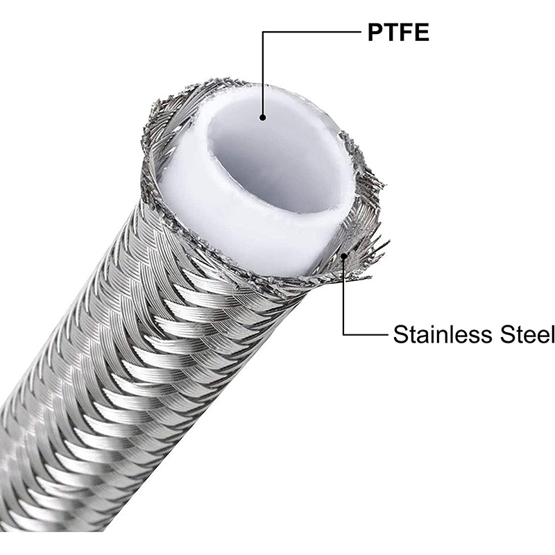 PTFE E85 Polttoaineletku ruostumattomasta teräksestä punottu