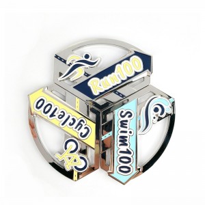 Champion -mitali Mukautetut antiikkimitalit Rebin Design 3D -triatlonmitali