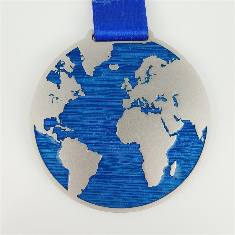 Maratonimitali räätälöity UV -painettu sininen emali uskonnollinen mitali