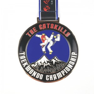 Mukautettu metalli ympyrän muoto kohokuvioidut muotoilukemelmitalit