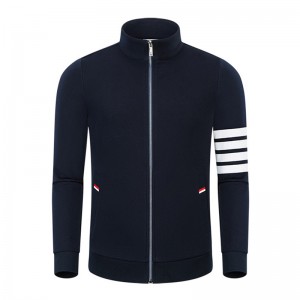 Kevään ja syksyn uusi Four Bar Cotton Fashion Casual Pienen jalustan kauluksen miesten janaisten vetoketjullinen pitkähihainenneuletakki