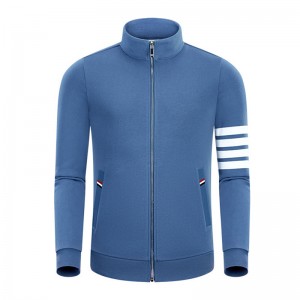 Kevään ja syksyn uusi Four Bar Cotton Fashion Casual Pienen jalustan kauluksen miesten janaisten vetoketjullinen pitkähihainenneuletakki