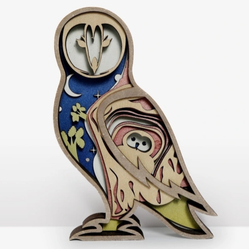 3D -pöllö puinen artefaktin sisustus