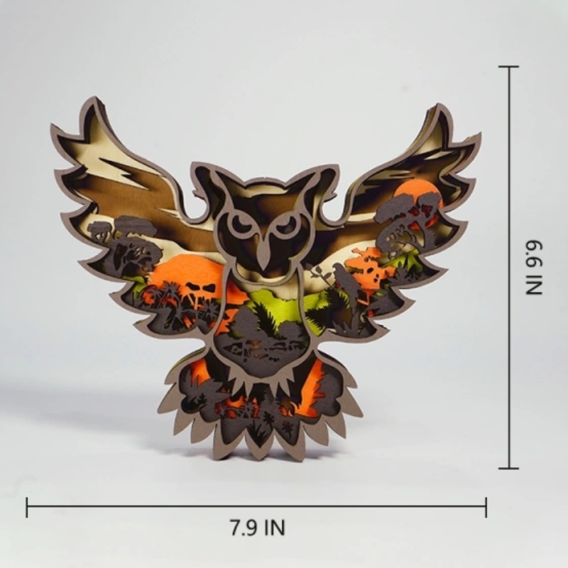 3D -eläin pöllö puiset koristeet