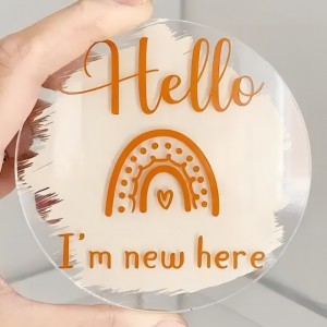 Akryylilaserleikattu kaiverruslomalapsen virstanpylväs -muistokortti