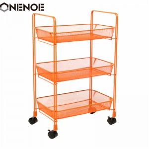Onenoe Design Moderni Metal Mesh 3-Tier Storage Organizer Monikäyttöinen Utility Rolling Cart Keittiö Heavy Duty Vahva Atability Vaunu Säilytyskärry Koreilla