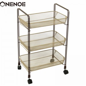 Onenoe Design Moderni Metal Mesh 3-Tier Storage Organizer Monikäyttöinen Utility Rolling Cart Keittiö Heavy Duty Vahva Atability Vaunu Säilytyskärry Koreilla
