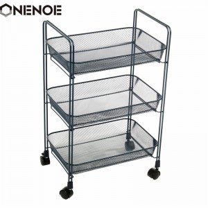 Onenoe Design Moderni Metal Mesh 3-Tier Storage Organizer Monikäyttöinen Utility Rolling Cart Keittiö Heavy Duty Vahva Atability Vaunu Säilytyskärry Koreilla