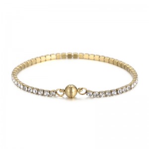 Eurooppa ja Yhdysvaltain trendi titaaniteräsneliö zirkoni tuulen käsikoristeet Ruostumattomasta teräksestä valmistettu kynsikivi yhden rivin timanttinaarasmagneettirannekoru