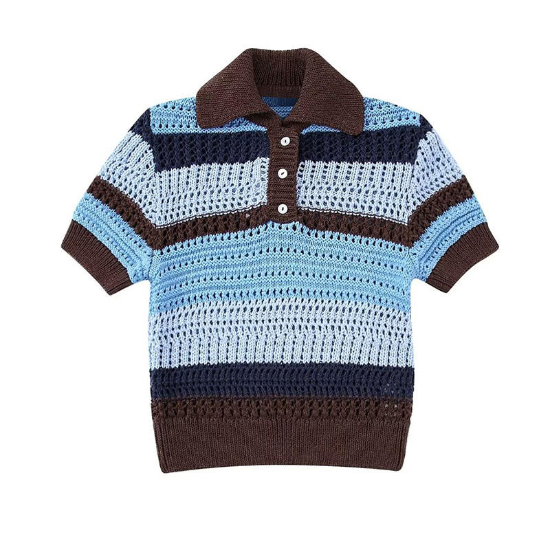 Naiset kevään kesän muoti Jacquard meshneulottu villapaita