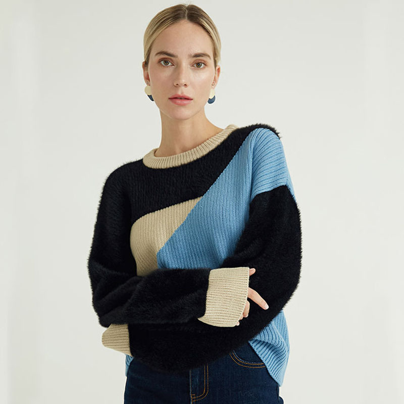 Näytä suurempi kuva lisää verrata jakamaan syksyn talvi räätälöity italialainen suunnittelija Contrast LOIS Fit Fit Crew Neck Pure Pull Cashmere -paita ylinaisille