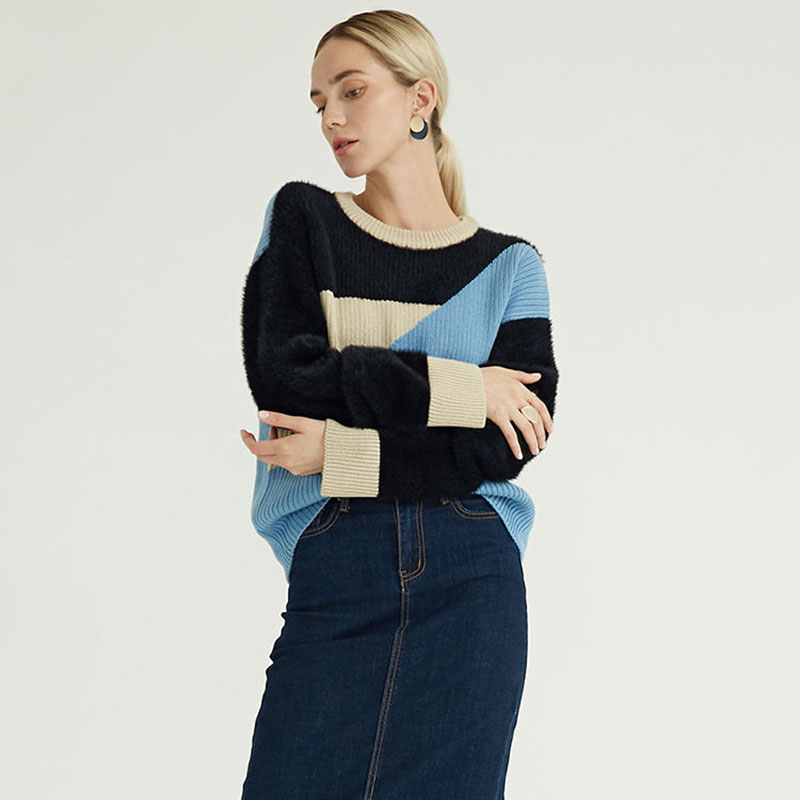 Näytä suurempi kuva lisää verrata jakamaan syksyn talvi räätälöity italialainen suunnittelija Contrast LOIS Fit Fit Crew Neck Pure Pull Cashmere -paita ylinaisille