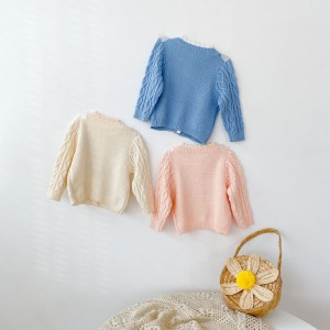 Lapset vauvan villapaita kaulusneulottuneuletakki vauva pusero takki tytötneuletakki syksy talvipuserot