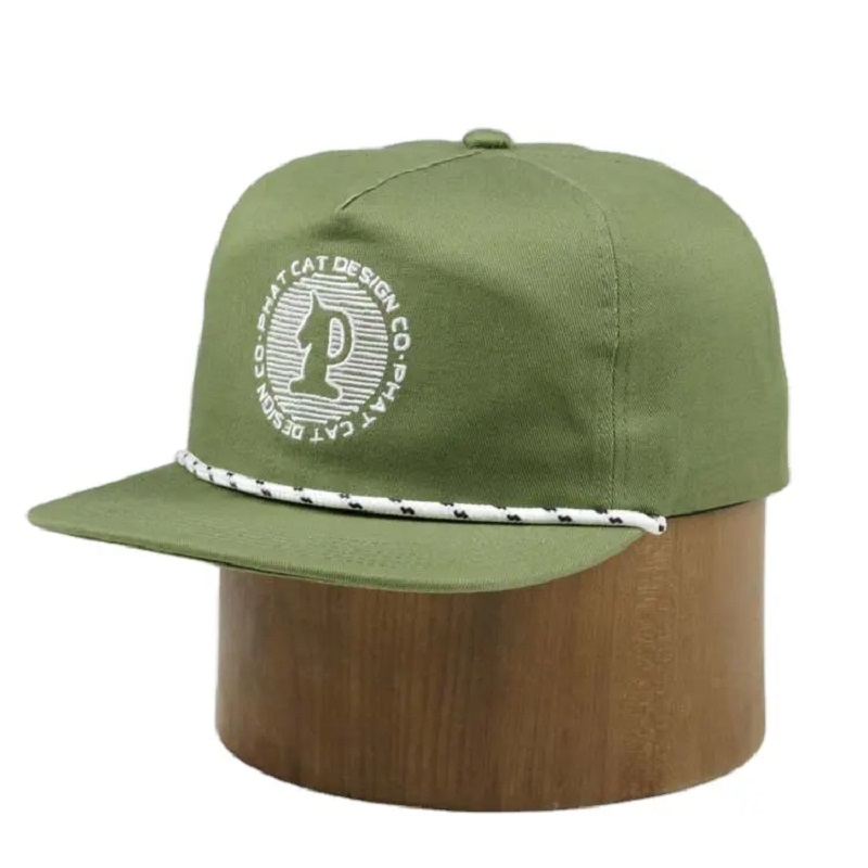 Mukautettu OEM -suunnittelulogo jäsentämätön 100% Nylon Snapback Cap Hat köydellä