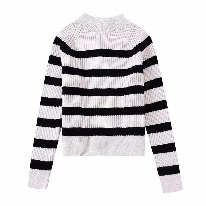 Syksyn uusi muotiraitaneulottu villapaita vintage pitkähihainennaispuolinen pullovers chic topit