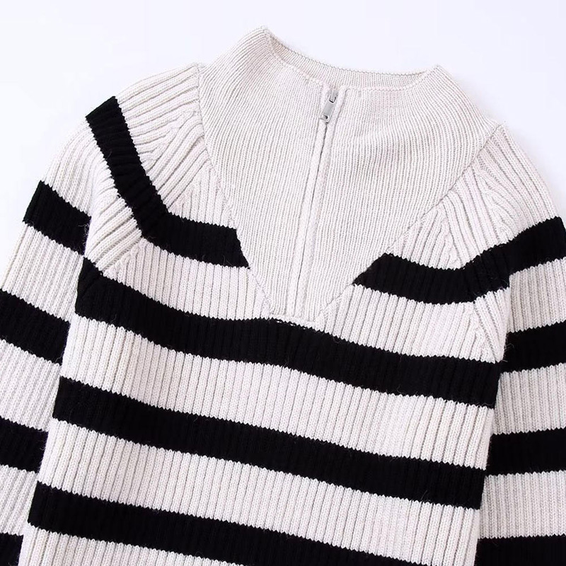 Syksyn uusi muotiraitaneulottu villapaita vintage pitkähihainennaispuolinen pullovers chic topit
