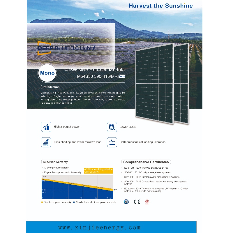 Uusi suunnittelu Solar Power Panels System 390-415 W online-myynti