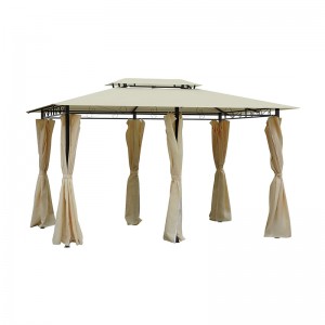 10 \\\\ \'x 13 \\\\\' ulkona pehmeä yläosa huvimaja pergola verhoilla, 2-tason teräsrunko patio, kerma valkoinen