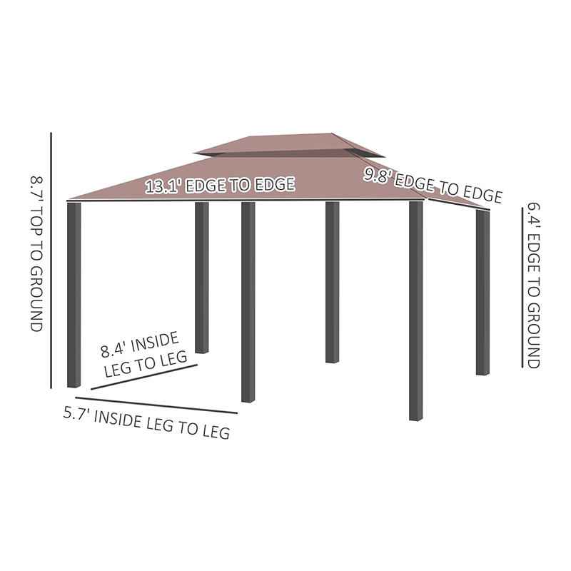 10 \\ 'x 13 \\' ulkona pehmeä yläosa pergola huvimaja verhoilla, 2-tason teräsrunko patio, khaki