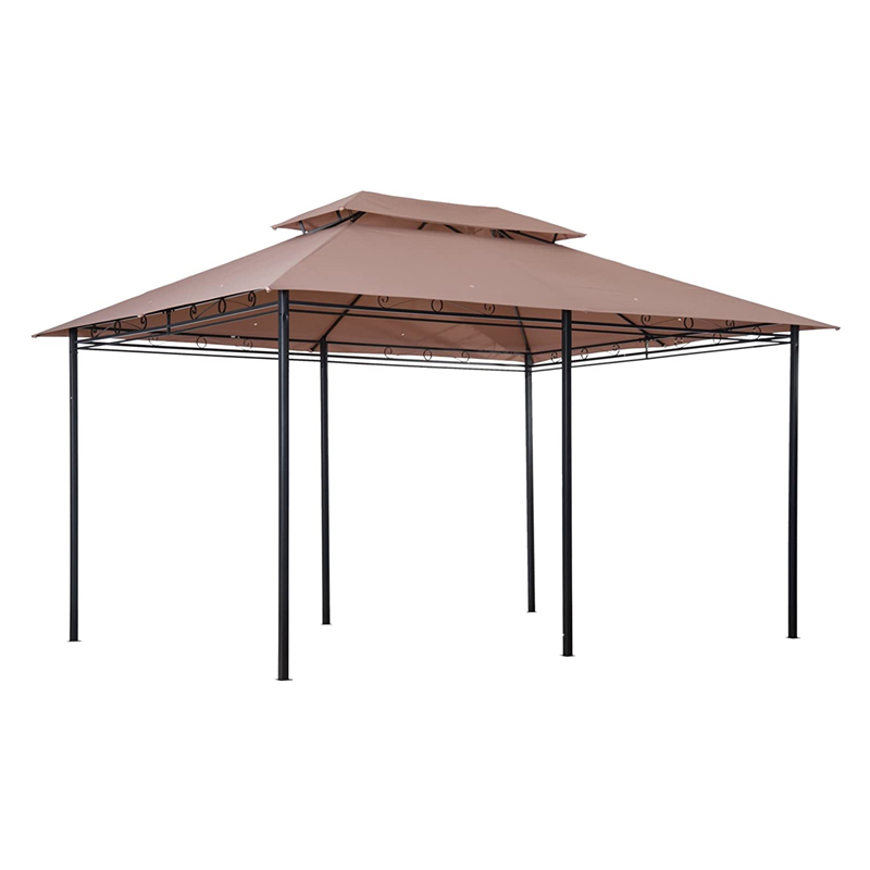 10 \\ 'x 13 \\' ulkona pehmeä yläosa pergola huvimaja verhoilla, 2-tason teräsrunko patio, khaki