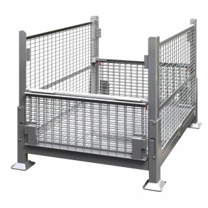 Metallilankaverkko -irtosäiliö, jolla on puoli pudotusovet - kokoontaitettavat