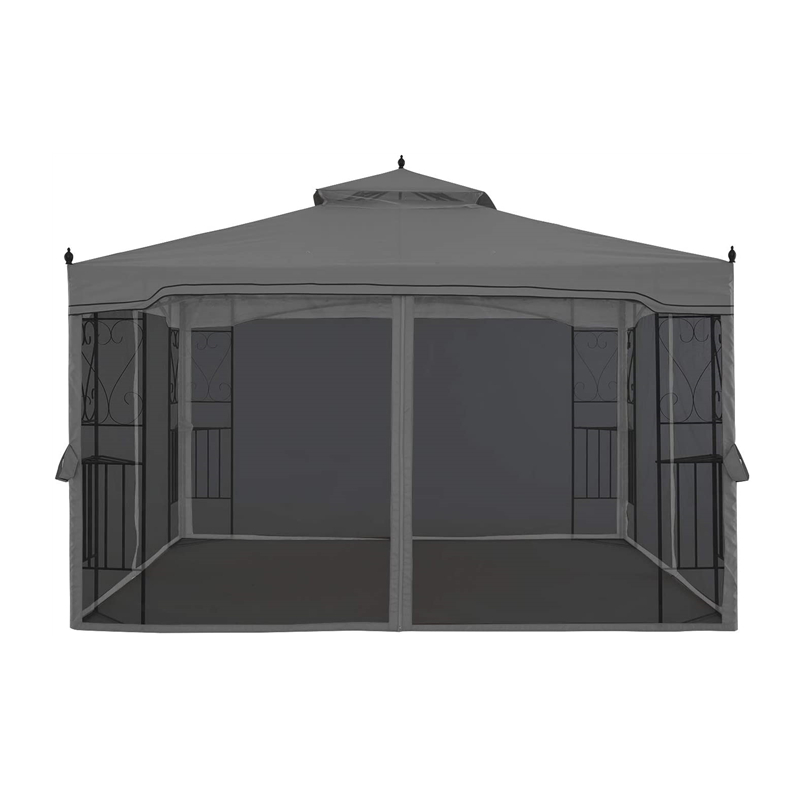 10 \\ 'x 10 \\' teräs ulkona terassi huvimaja puutarhakatos irrotetulla mesh -verhoilla beige yläkangas