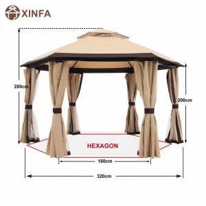 10 \\\\ \'x10 \\\\\' gazebos terasseille ulkona kuusikulmainen huvimaja verkko- ja yksityisyysverhoilla
