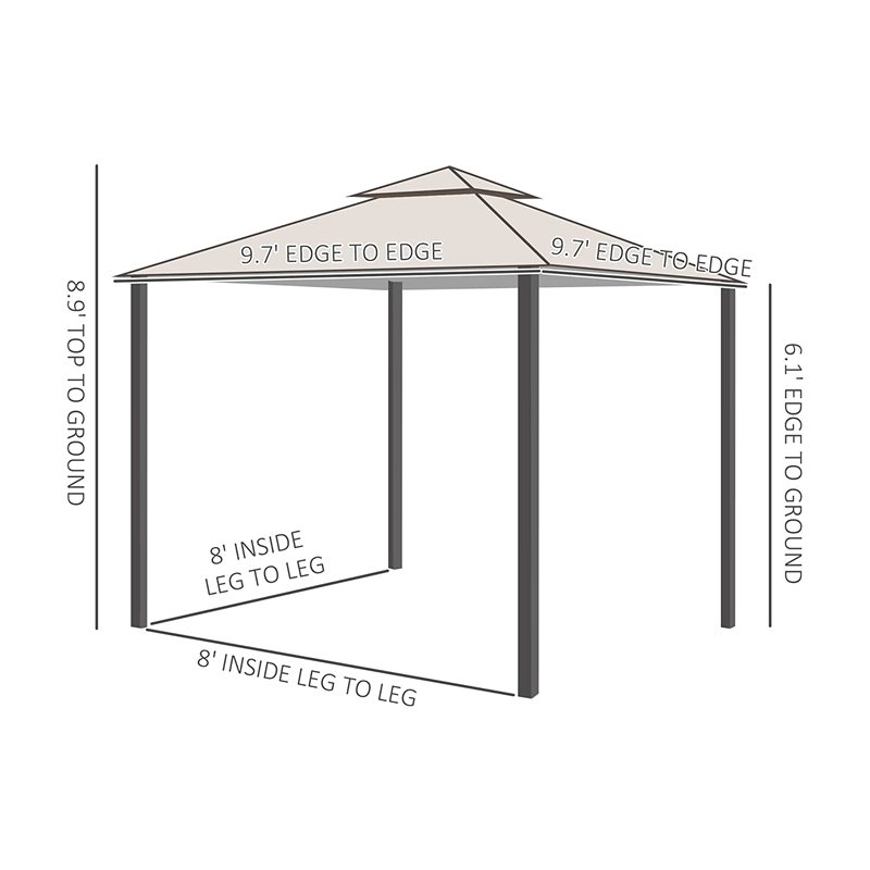 10 \\ 'x 10 \\' ulkoterassi huvimajakatos teltta mesh-sivuseinillä, 2-tason katos takapihalle, beige