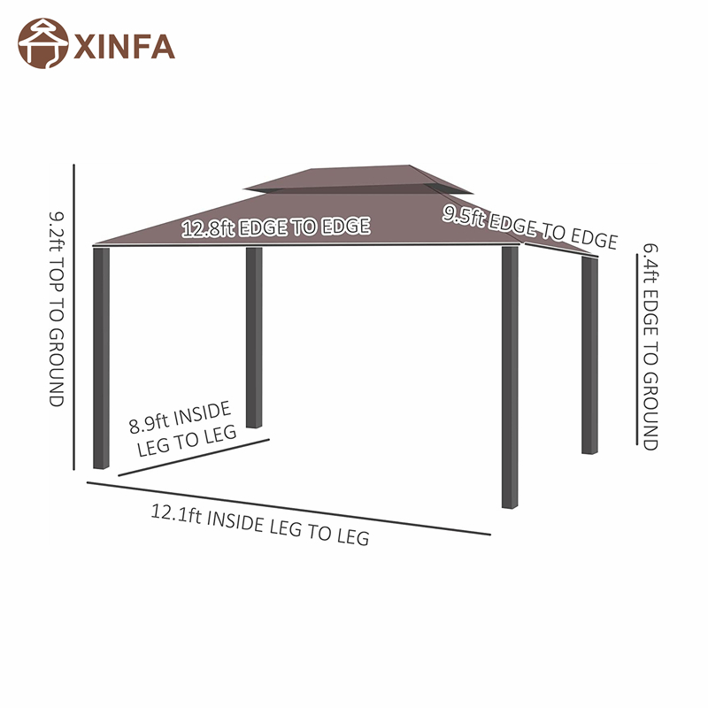 10 \\ 'x 13 \\' patio huvimaja kaksoiskatto ulkona huvimajakatos suojaverholla, kahvi, kahvi