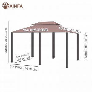 10 \\\\ \'x 13 \\\\\' ulkona pehmeä yläosa pergola huvimaja verhoilla, 2-tason teräsrunko patio, khaki