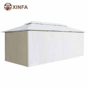 Ylellinen puutarhakatos kansi takapihan huvimaja ulkona mätän alumiininkestävällä verholla