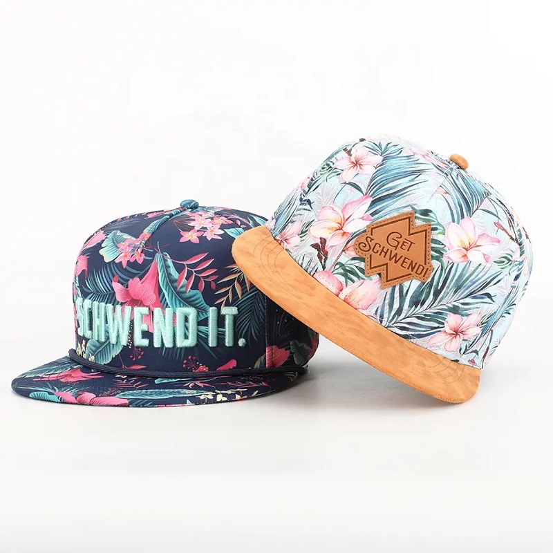 OEM Custom Design Logo -laatuinen 5 paneelin litteä reuna koko sublimaatiotulostus Hip Hop Gorras Snapback Cap and Hat