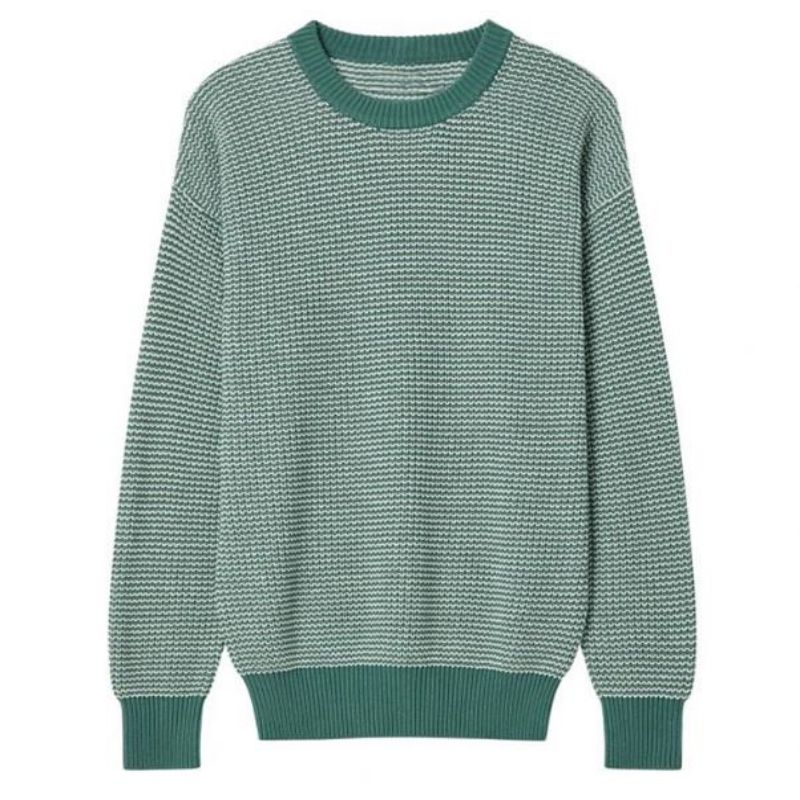 Miesten sekoitus värineulottu pullover -miehistön pitkähihainen villapaita