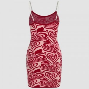 Rakkaus sydämen kuvion painatusmekot lyhytaikainen mekko kesä aurinko shein seksikäsneulot