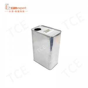 Neliö suorakaiteen muotoinen tyhjä öljykemiallinen metalli -tinasäiliö muovikansilla maalille tai öljypakkauksille