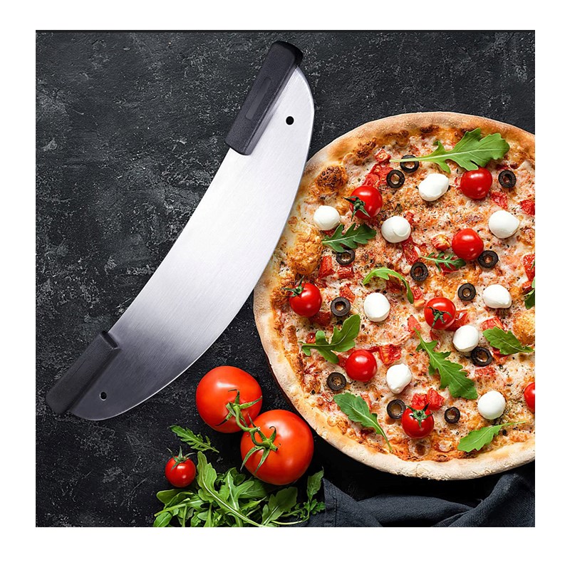 20 tuuman ruostumattomasta teräksestä valmistettu leikkuripizza, pizzaleikkuripizzakeilijä yritys keittiön muovikahva rokkari