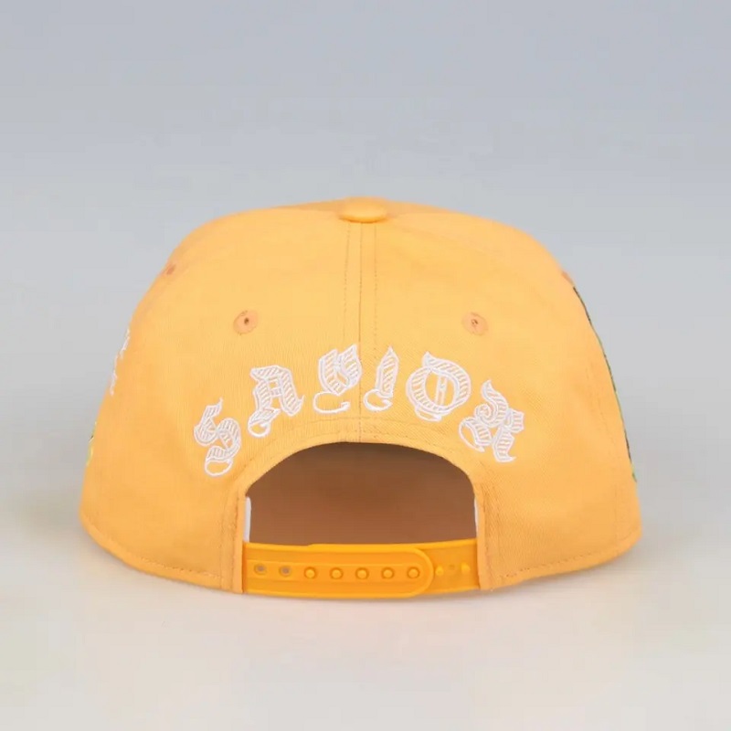 Valmistettu Kiinassa kuusi paneelin snapback baseball -lakki miehille räätälöity Gorras Snapbacks Brodedery Hat Yellow