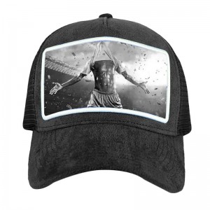 Tukkumyynti korkealaatuinen mesh räätälöity sametti kuorma -autokorkki 5 paneelit räätälöity applikointi laastari kirjonta musta samettirutkinta