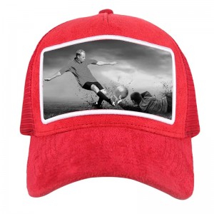 Tukkumyynti korkealaatuinen mesh räätälöity sametti kuorma -autokorkki 5 paneelit räätälöity applikointi laastari kirjonta musta samettirutkinta