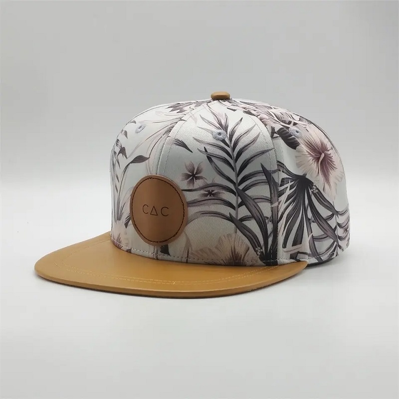 Mukauta tulostettua Snapback -hattuja, digitaalista tulostamista litteän reunan korkin,nahkakortin logo -snapback -hatut