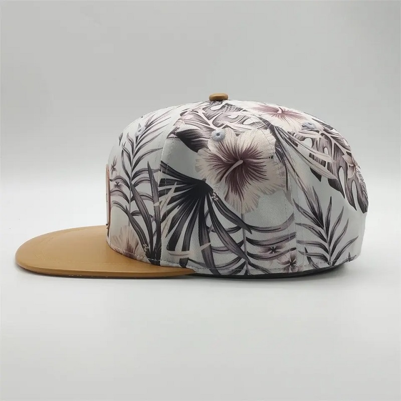 Mukauta tulostettua Snapback -hattuja, digitaalista tulostamista litteän reunan korkin,nahkakortin logo -snapback -hatut