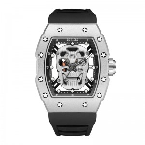 Baogela Skull Tonneau Watch Top Brand Quartz Ruostumattomasta teräksestä valmistetaan Vedenpitävä luova kello Silikoni -hihnan ranne Watch Rose 4141