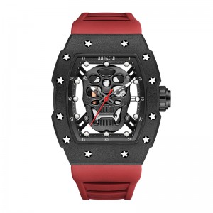 Baogela Skull Tonneau Watch Top Brand Quartz Ruostumattomasta teräksestä valmistetaan Vedenpitävä luova kello Silikoni -hihnan ranne Watch Rose 4141