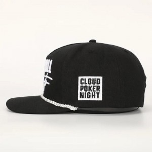 Tukkumyynti mukautettu kirjonta 5 paneeli musta puuvilla suorituskyky Sport dad hattu miestennaiset Golf Gorras köysi Baseball Cap