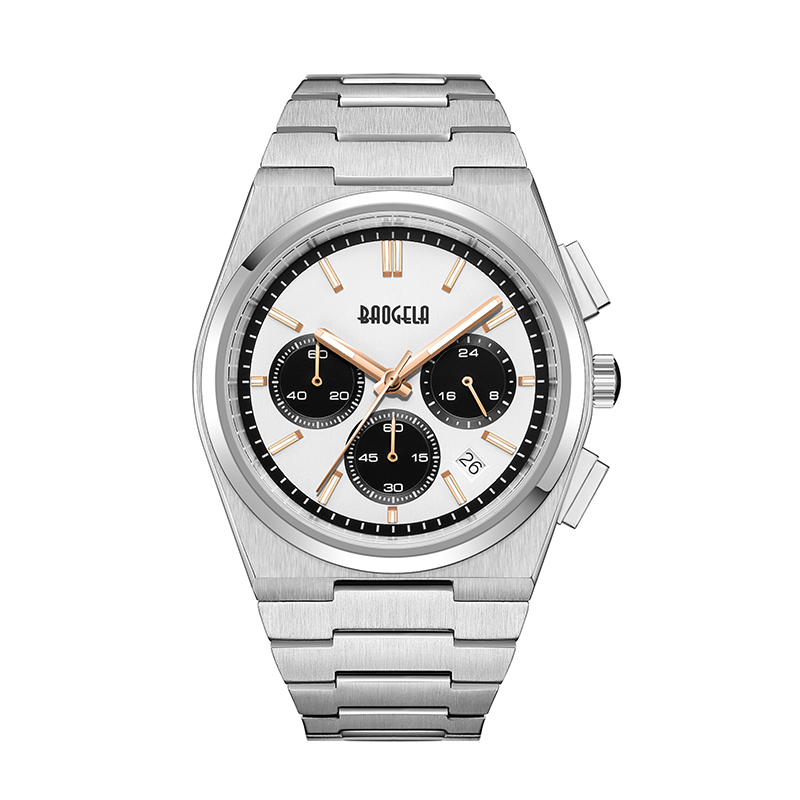 Baogela Top Brand Watches for Men Fashion Chronograph Sport Vedenpitävä kvartsikello 50TM rento ruostumaton kello Reloj Hombre 22803