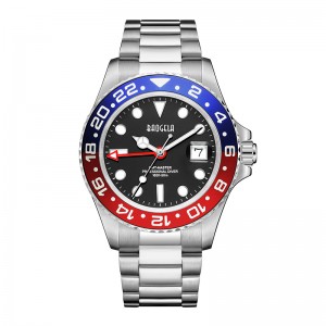 Baogela New Blue Red Water Ghost Watch Men -kello 50 metriä vedenpitävä ruostumattomasta teräksestä valmistettu hihna sveitsiläinen liike RESOGIO MASCULINO 22807