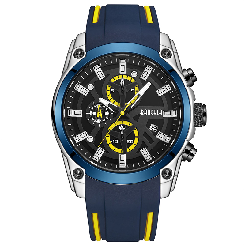 Baogelan miesten sotilasurheilu tarkkailee miesten vedenpitävää muoti sinistä silikonihihnaa rannekello Man Luxury Top Brand Luminous Watch 22705